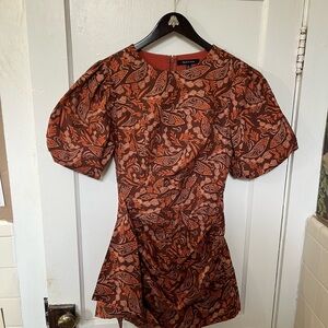 Elegant Brown Paisley Dress